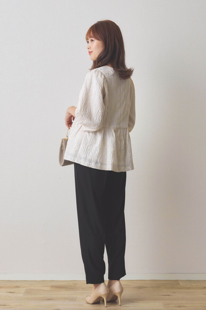 ブラック×ベージュのセットアップパンツドレス