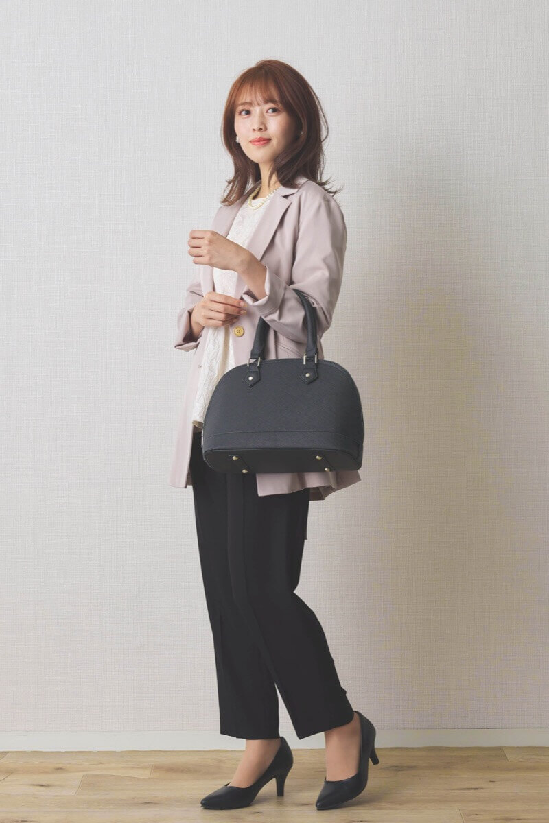 ブラック×ベージュのセットアップパンツドレス