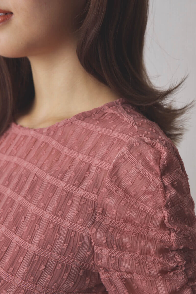 ピンクのドットドビーエプロンドレス