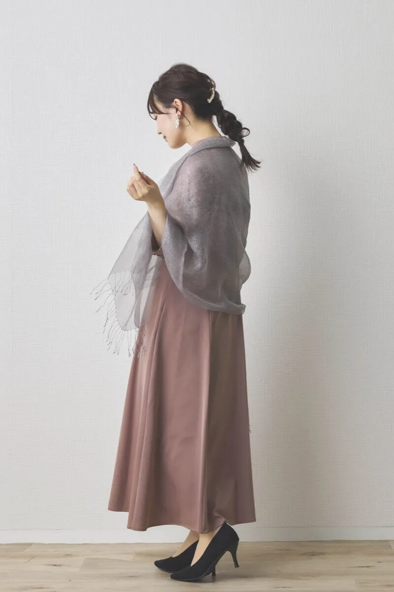 モカのオーガンジーボレロ付きフレアドレス