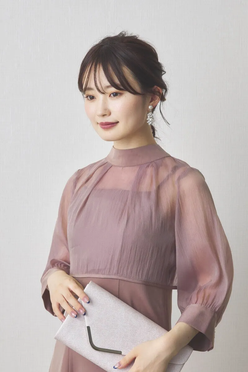 モカのオーガンジーボレロ付きフレアドレス