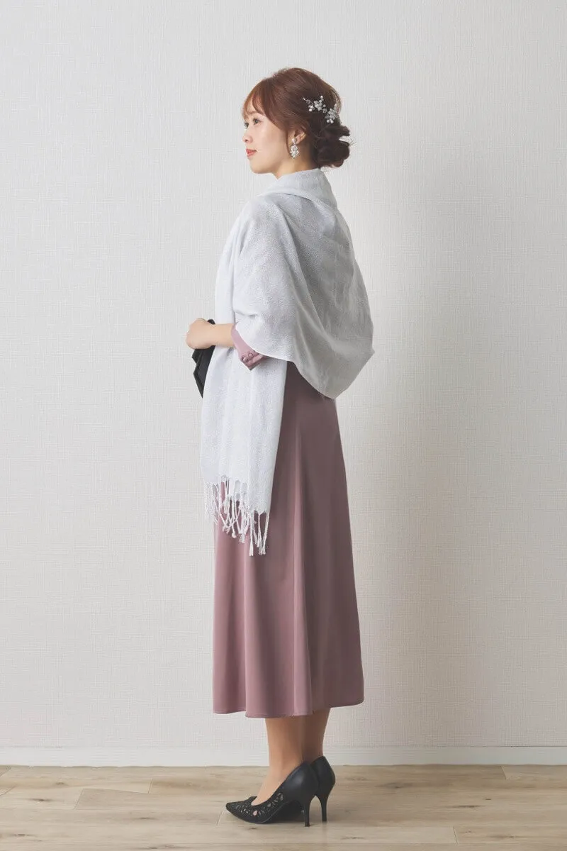 ラベンダーのオーガンジーボレロ付きフレアドレス