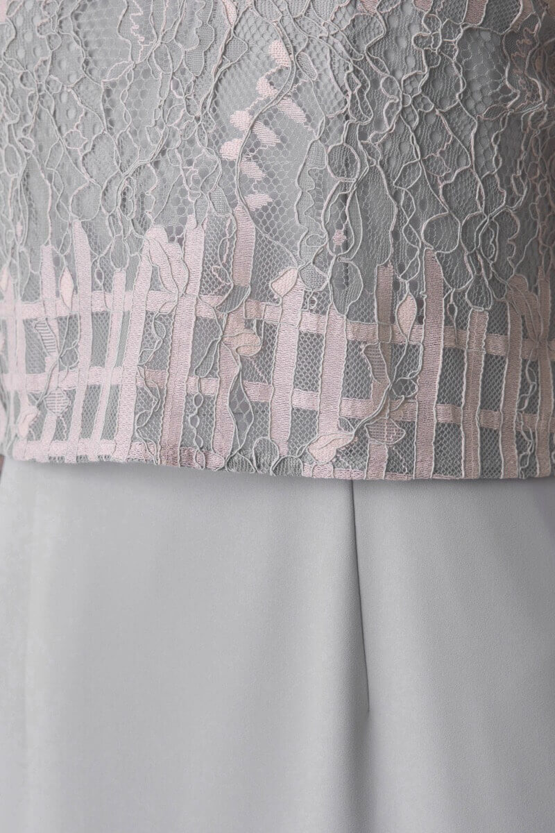 ミントグレーのラッセルレースコクーンドレス