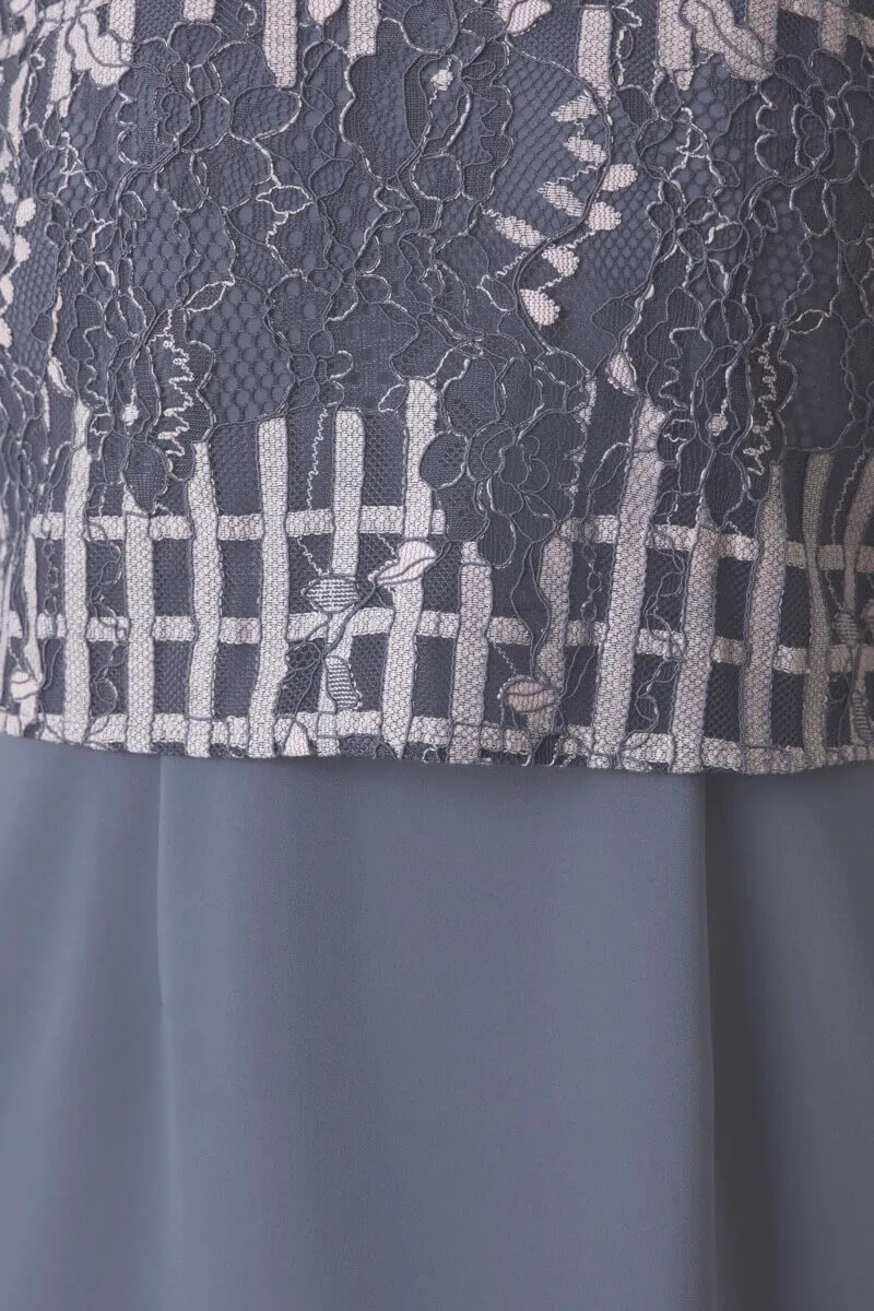 ブルーのラッセルレースコクーンドレス