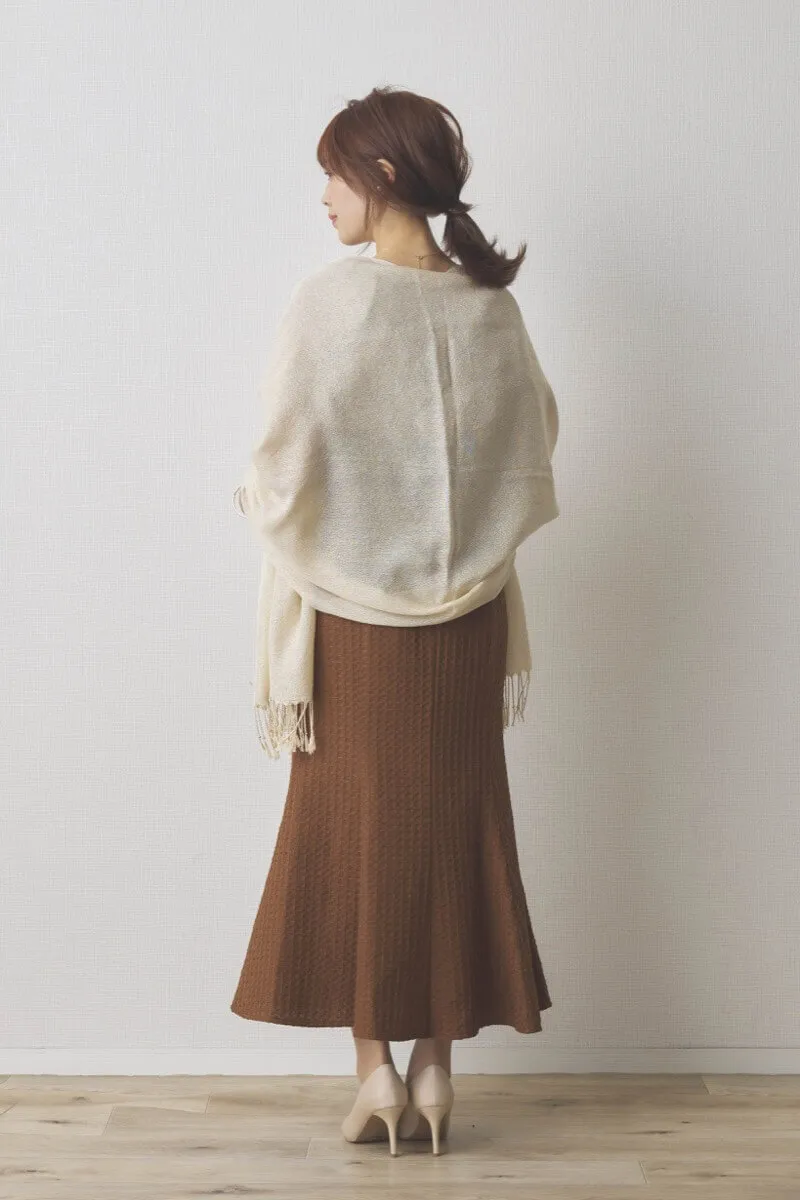 ブラウンの2WAYオフショルマーメイドドレス