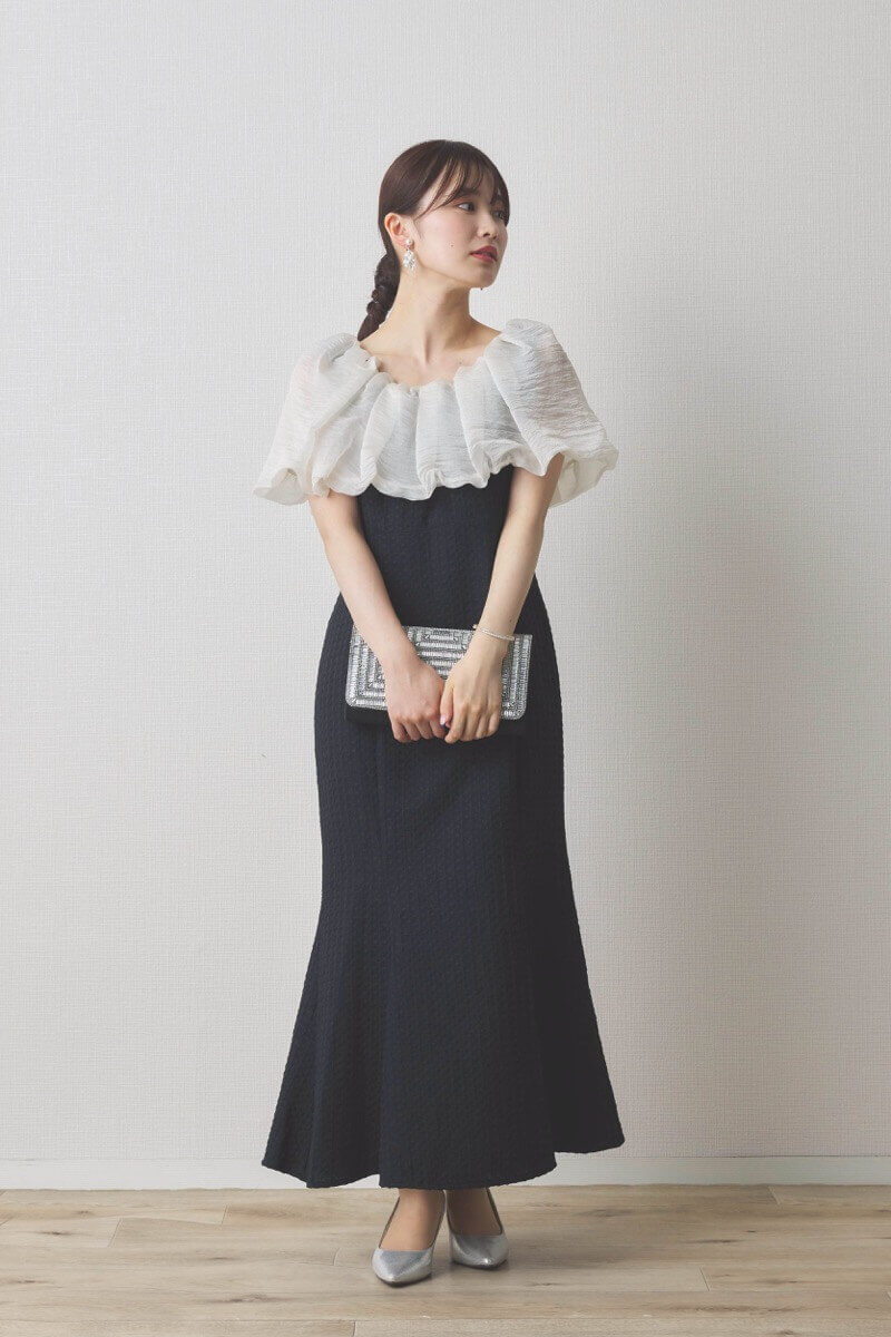 ブラックの2WAYオフショルマーメイドドレス