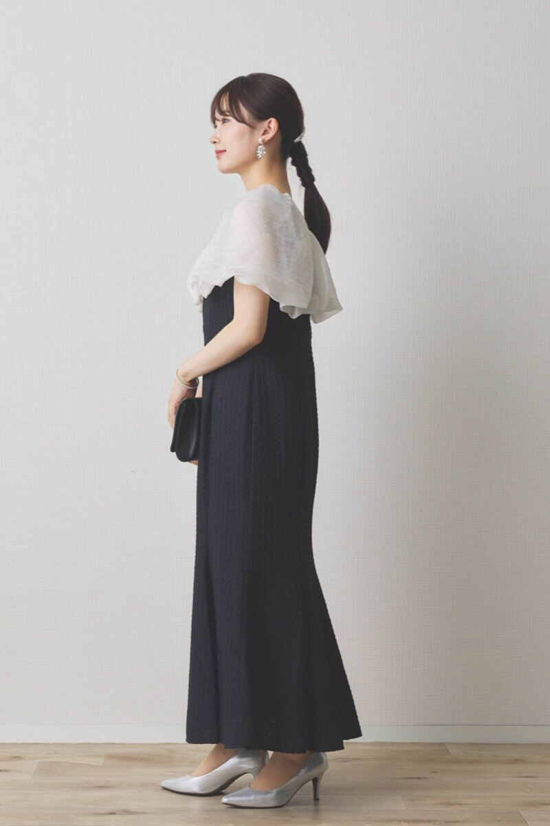 ブラックの2WAYオフショルマーメイドドレス