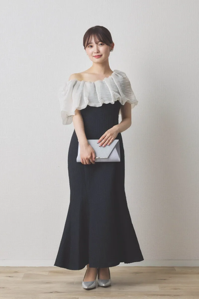 ブラックの2WAYオフショルマーメイドドレス