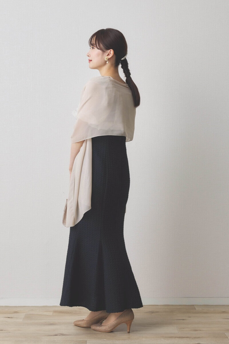 ブラックの2WAYオフショルマーメイドドレス