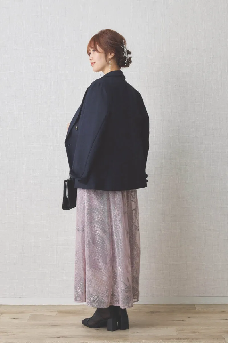 ラベンダーのバックオープンチュールドレス