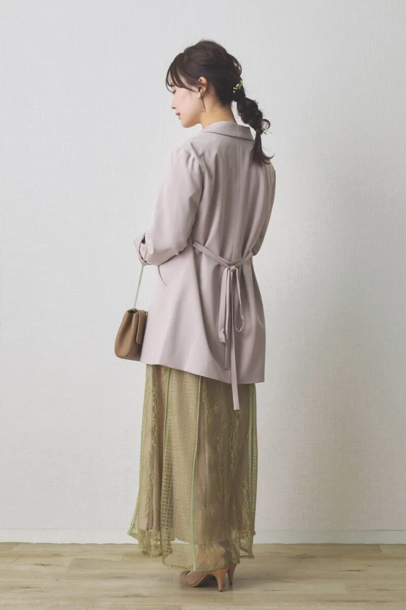 ライトグリーンのパネルレースドレス