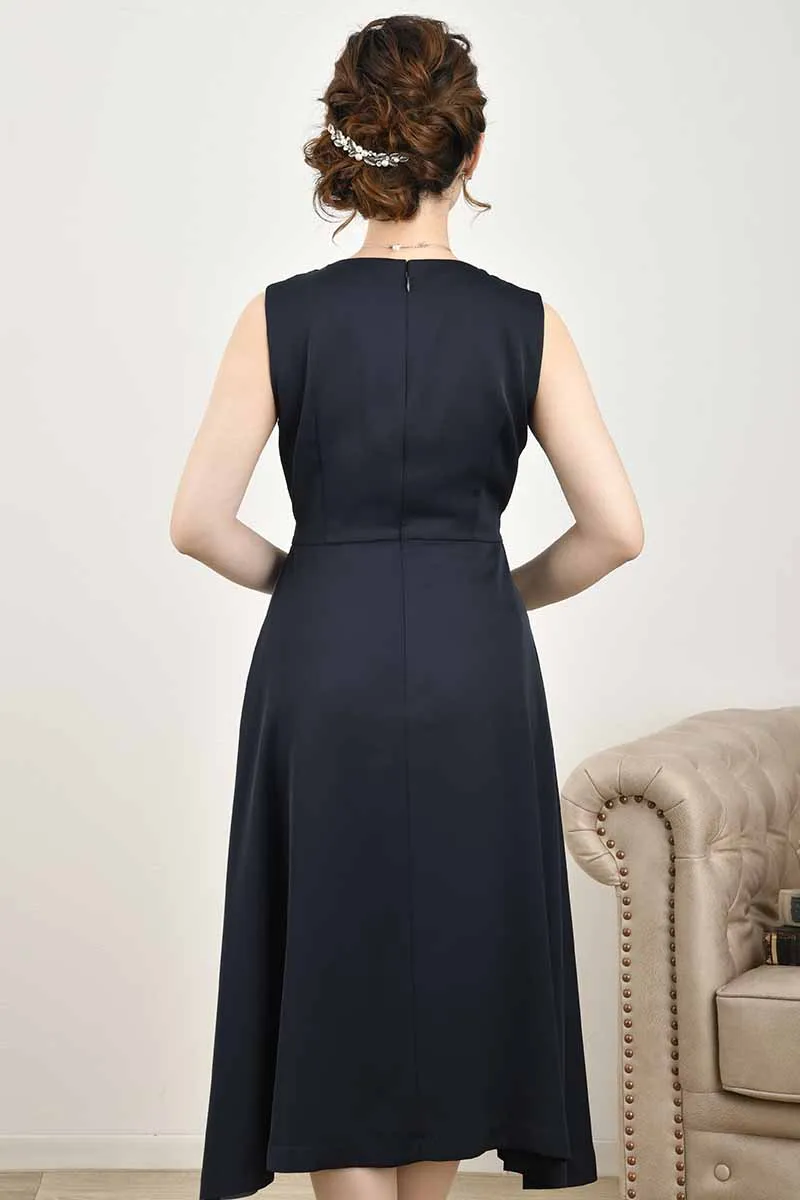 ブルー×ネイビーのカシュクールドレス