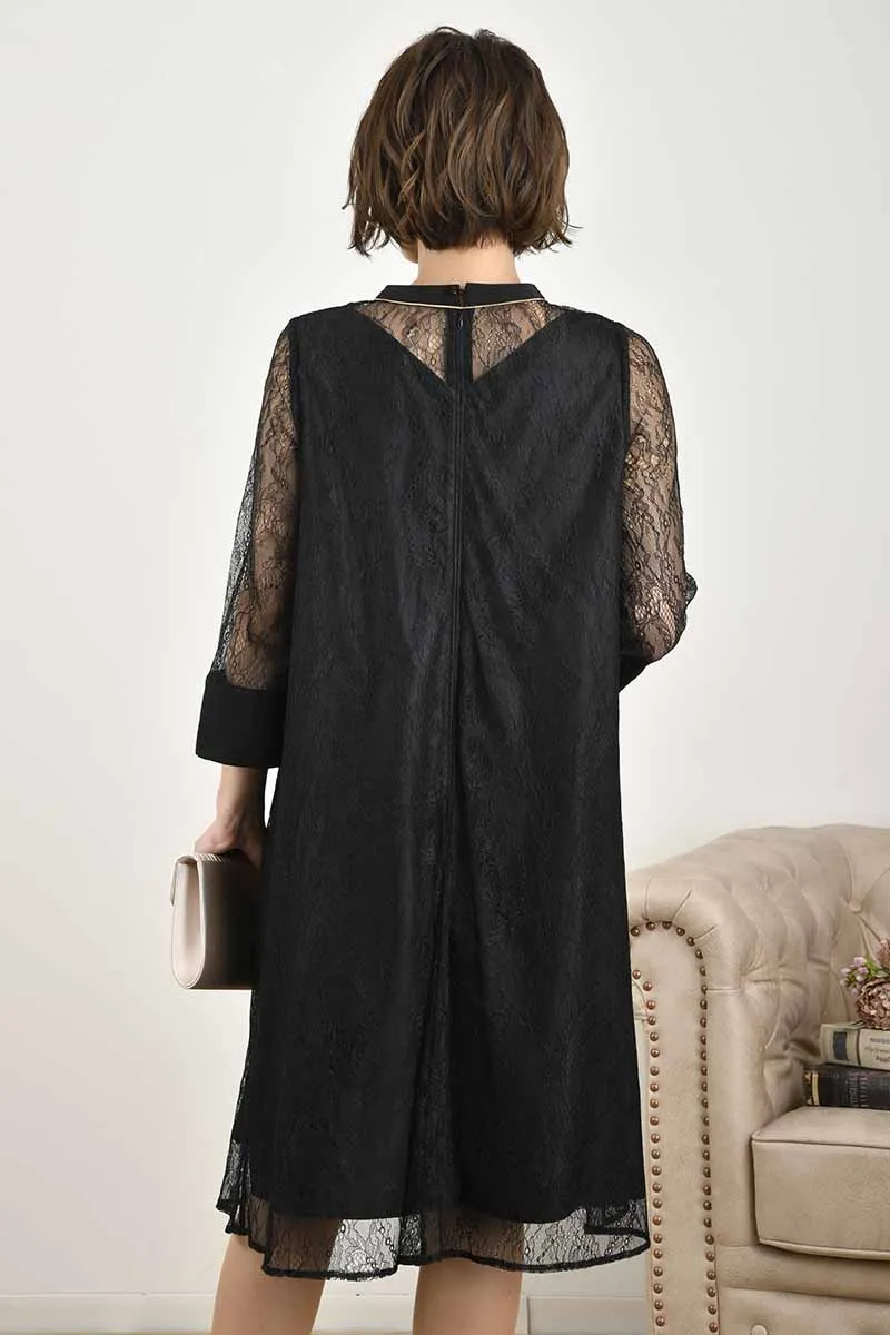 ブラックのシアーレースAラインドレス