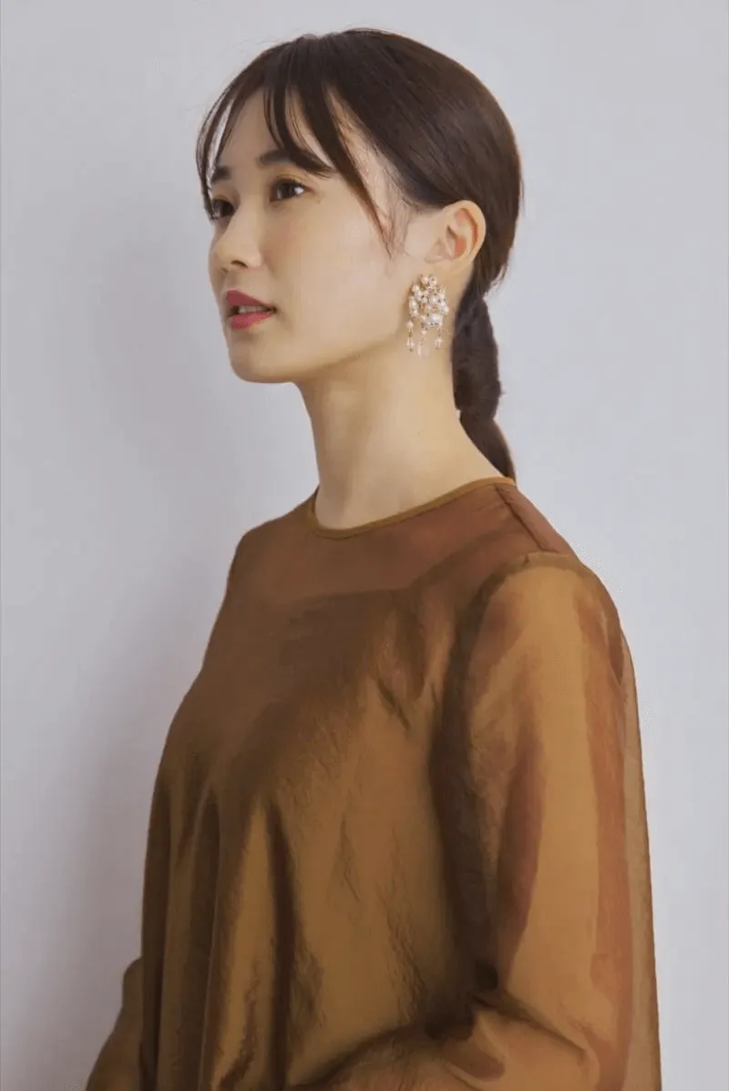 ブラウンのシアーオーガンジードレス