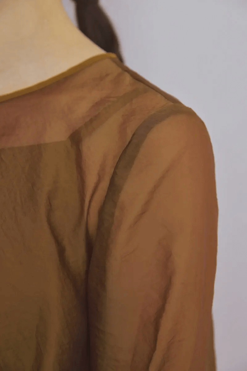 ブラウンのシアーオーガンジードレス