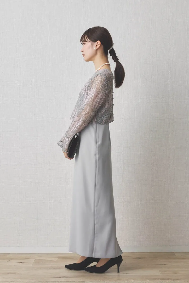 ミントグレーのラッセルレースコクーンドレス