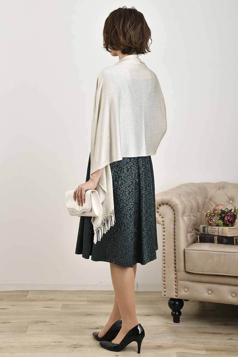 グリーンの2wayネックジャガードドレス