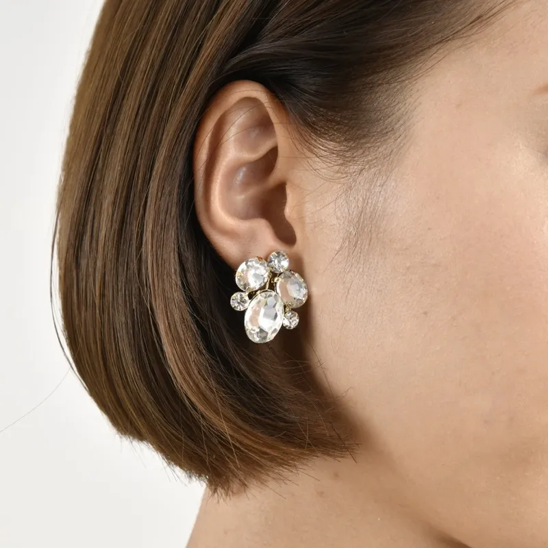 ビジュー付きイヤリング(ゴールド)