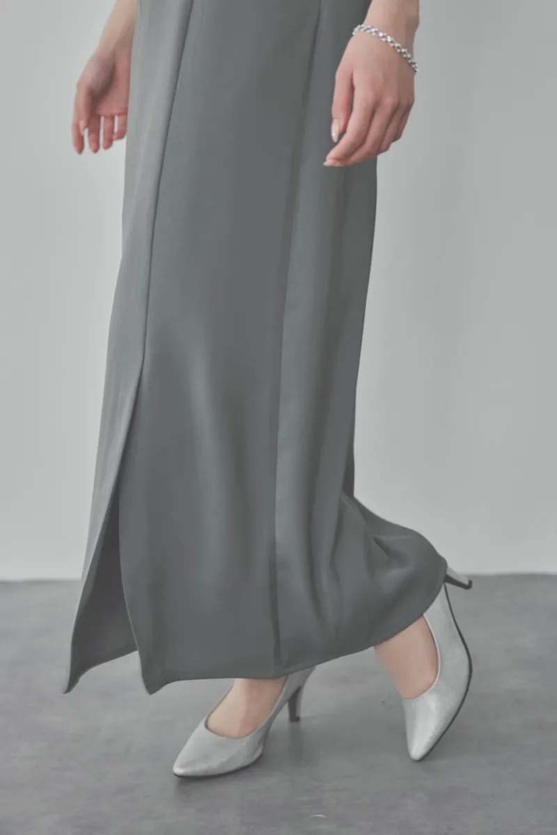 ブルーのチュールフリルアシンメトリードレス