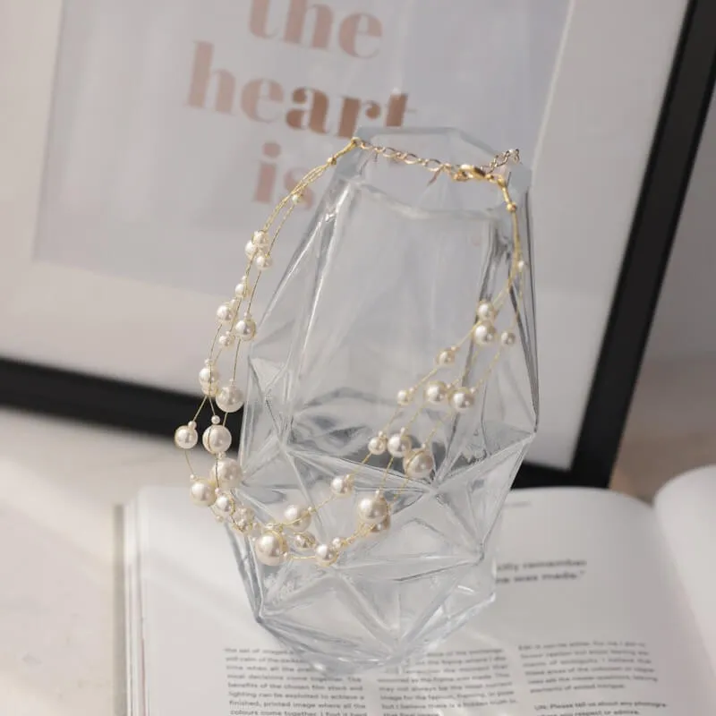 ゴールドチェーンのボリュームパールネックレス