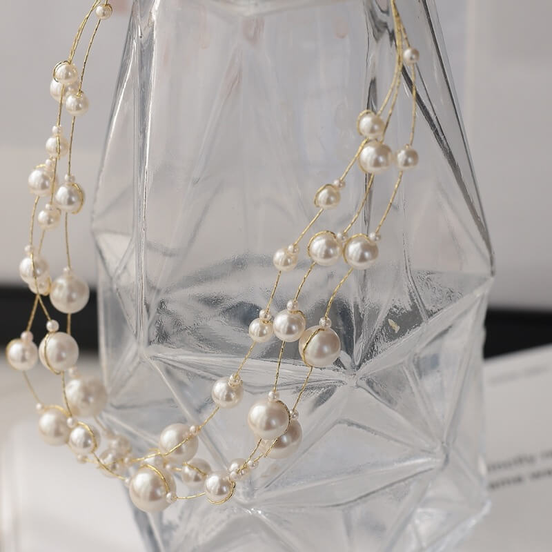 ゴールドチェーンのボリュームパールネックレス