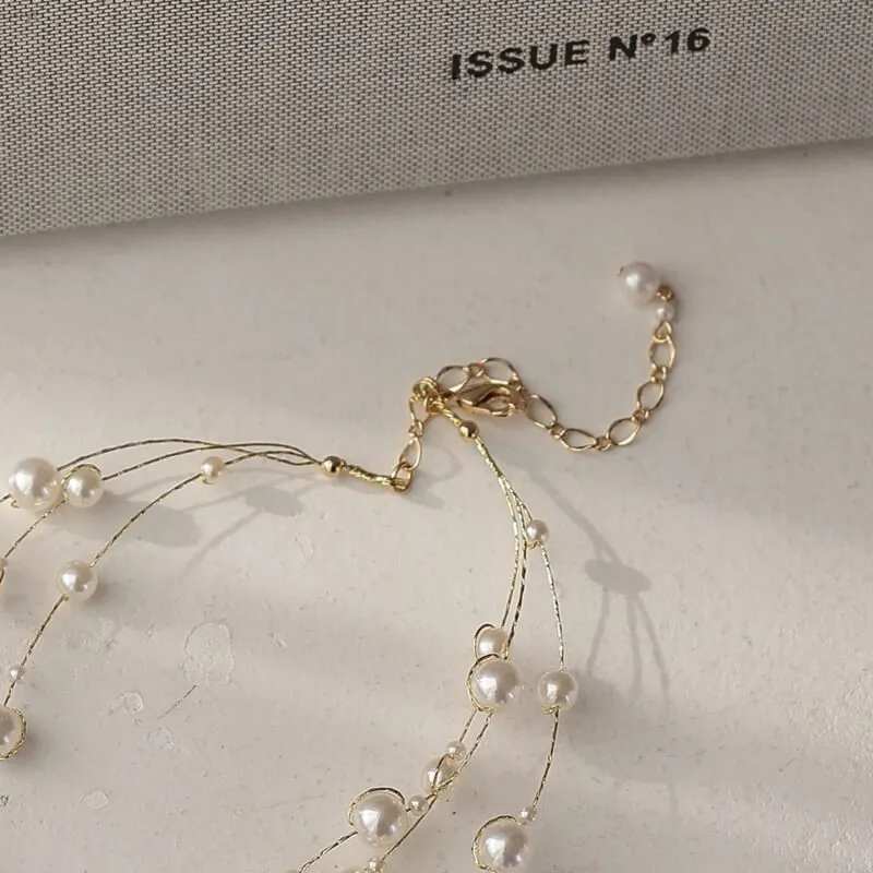 ゴールドチェーンのボリュームパールネックレス