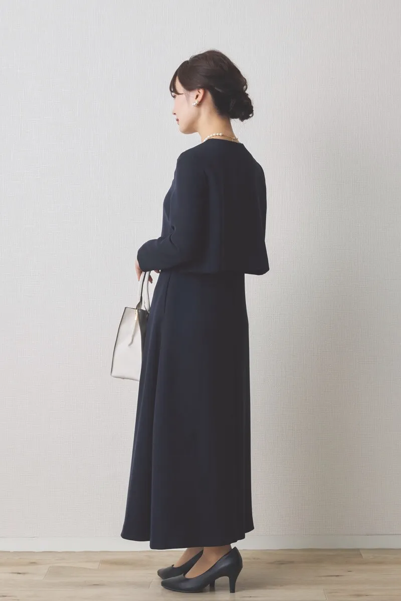 ネイビーのフリル付きボレロセレモニースーツセット