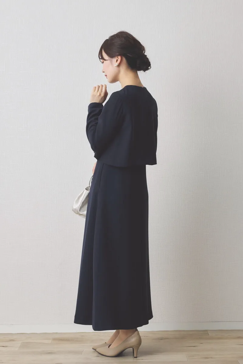 ネイビーのフリル付きボレロセレモニースーツセット