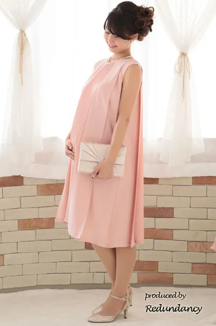 ピンクのプリーツシフォンドレスコーディネートセット