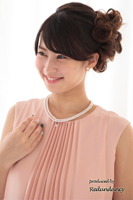 ピンクのプリーツシフォンドレスコーディネートセット