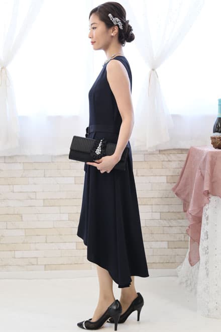 ネイビー×ブルーの配色フィッシュテールドレス