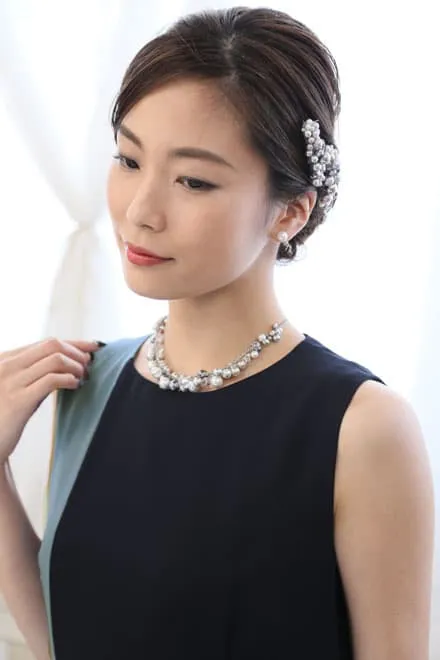 ネイビー×ブルーの配色フィッシュテールドレス