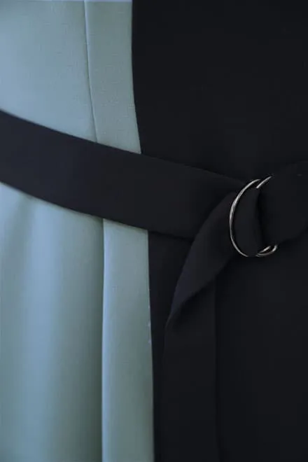 ネイビー×ブルーの配色フィッシュテールドレス