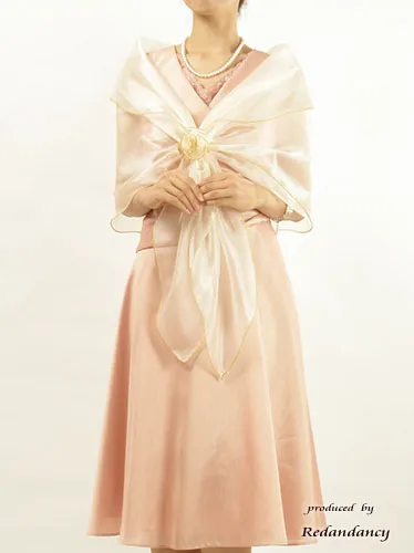 ピンクのカシュクールシャンタンドレスコーディネートセット