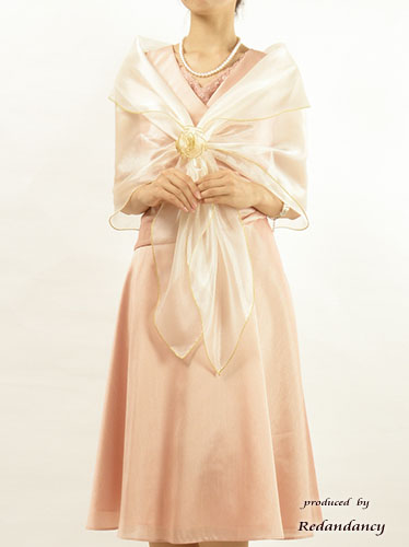 ピンクのカシュクールシャンタンドレスコーディネートセット