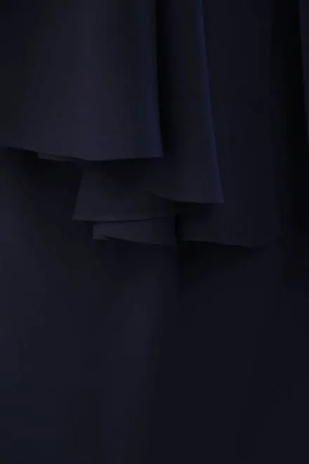 ネイビーの2wayケープ付きノースリーブドレス