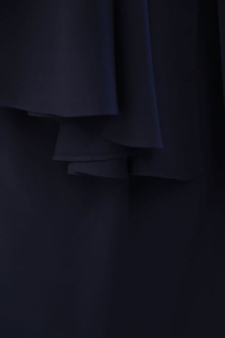 ネイビーの2wayケープ付きノースリーブドレス