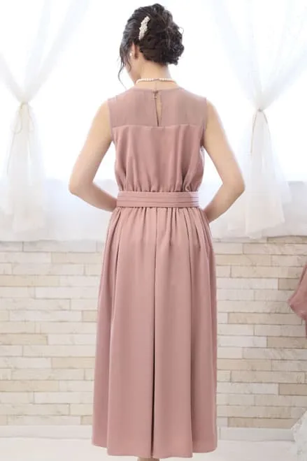 ピンクのビスチェ風ロングドレス