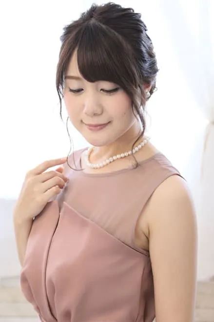 ピンクのビスチェ風ロングドレス