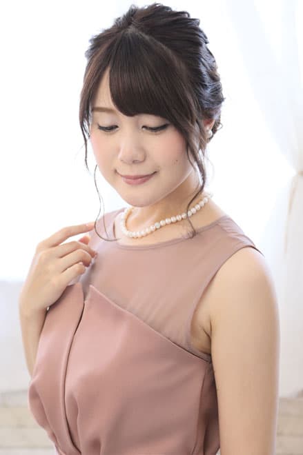 ピンクのビスチェ風ロングドレス