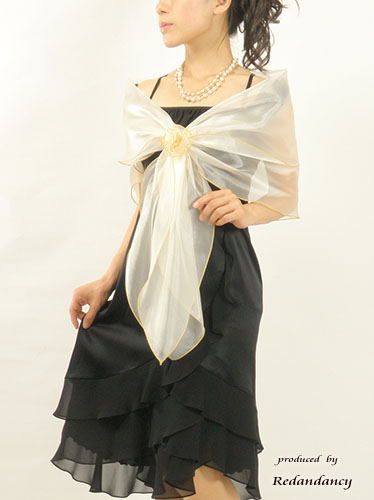 ブラックのサテン×シフォンフリルドレスコーディネートセット