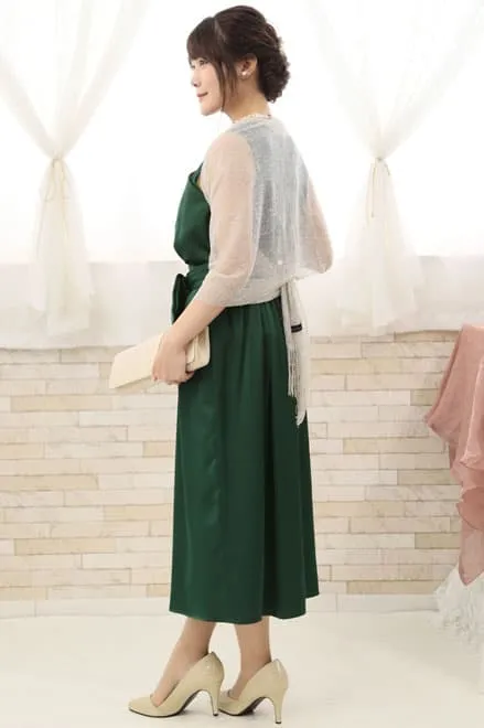 グリーンのビスチェ風ロングドレス