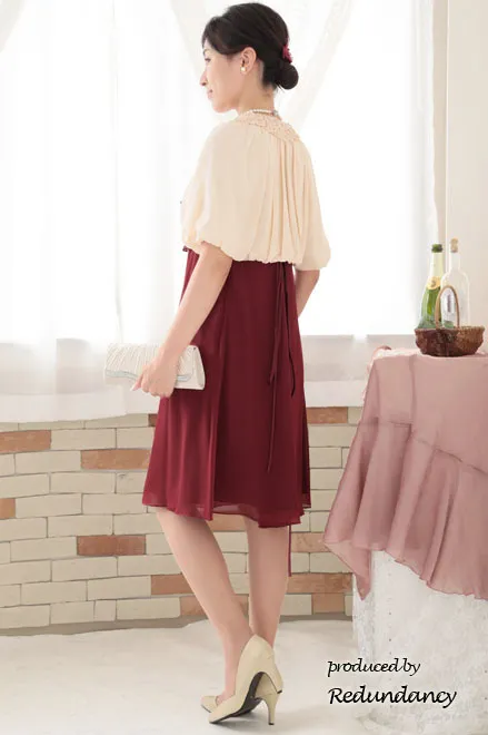 レッドのティアードフリルドレスコーディネートセット