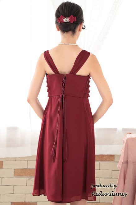 レッドのティアードフリルドレスコーディネートセット