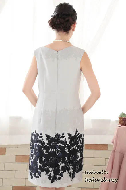 ネイビー×シルバーの花柄エレガントドレスコーディネートセット