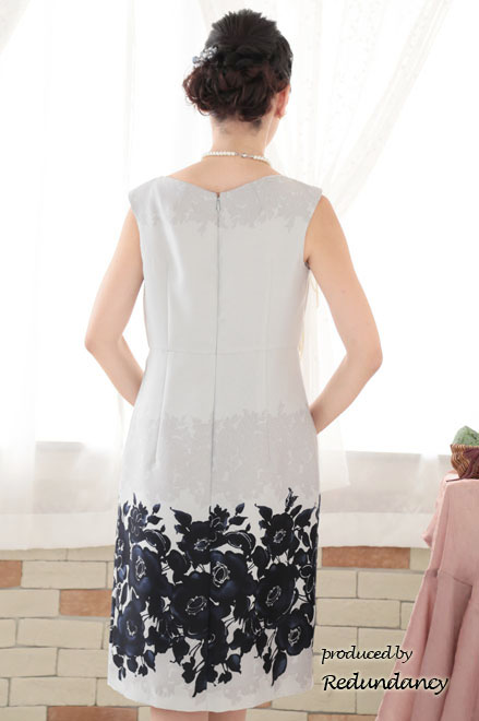 ネイビー×シルバーの花柄エレガントドレスコーディネートセット