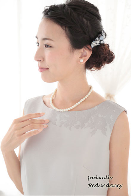 ネイビー×シルバーの花柄エレガントドレスコーディネートセット