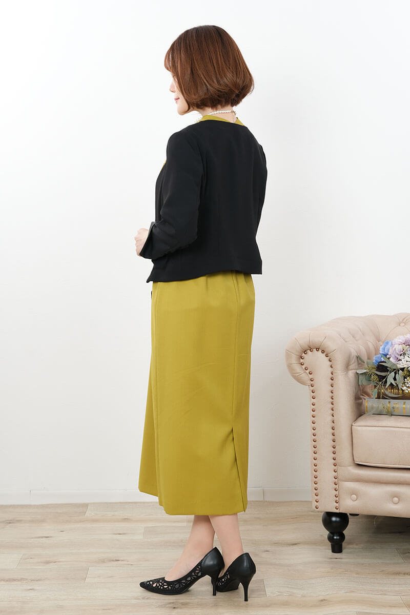 マスタードイエローのレースコンビIラインドレス