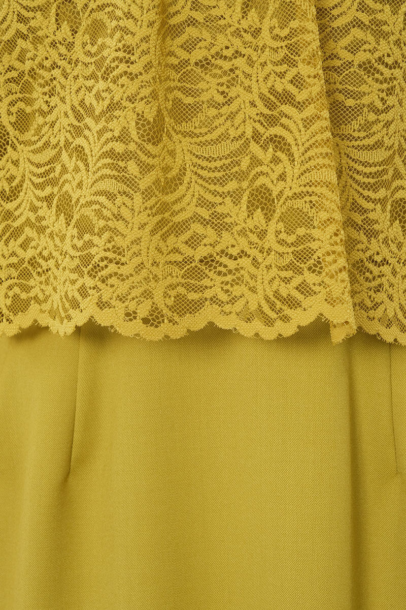 マスタードイエローのレースコンビIラインドレス