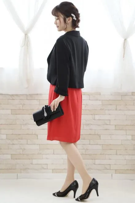 コーラルオレンジのポンチョ風2wayドレス